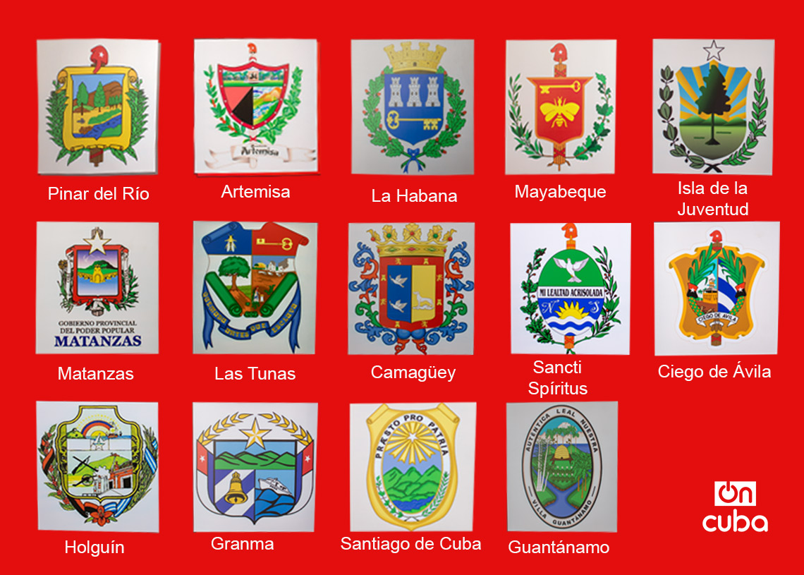 Escudos de los cuso de bomberos de las diferentes provincias cubanas. Foto: Otmaro Rodríguez.