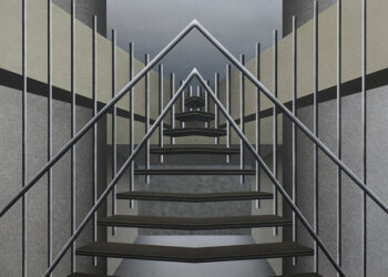 “Escaleras al cielo 2”, 1990. Acrílico sobre lienzo, 150 x 200 cm. Colección del artista.