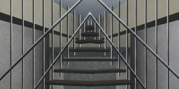 “Escaleras al cielo 2”, 1990. Acrílico sobre lienzo, 150 x 200 cm. Colección del artista.