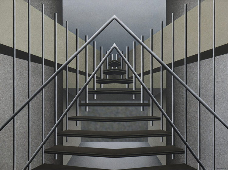 “Escaleras al cielo 2”, 1990. Acrílico sobre lienzo, 150 x 200 cm. Colección del artista.
