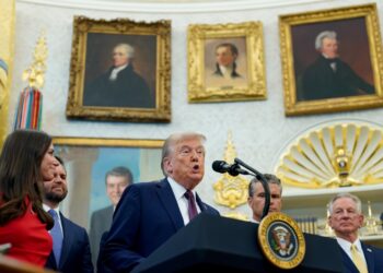 Donald Trump durante un anuncio en la Oficina Oval de la Casa Blanca. Foto: EFE/EPA/AL DRAGO / PO