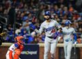 Andy Pagés sigue aportando a la causa de los Dodgers en su defensa de la corona de Grandes Ligas. Foto: MLB.