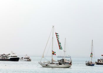 Barcos de la Flotilla Sumud, en Túnez. Foto: MOHAMED MESSARA/EFE/EPA.