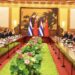 Encuentro entre delegaciones de Cuba y China, presididas por los mandatarios Miguel Díaz-Canel y Xi Jinping, en Pekín, el 4 de septiembre de 2025. Foto: @PresidenciaCuba / X.