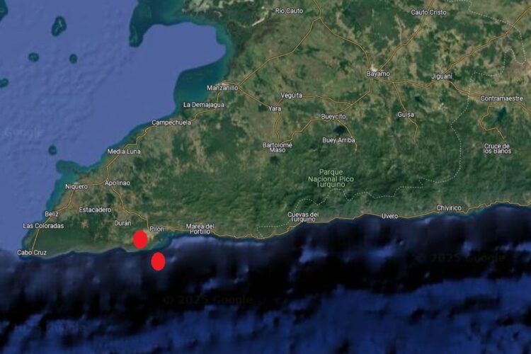 Sismos ocurridos en Pilón, Granma, el miércoles 17 de septiembre de 2025. Imagen tomada del perfil en Facebook de Enrique Diego Arango Arias.
