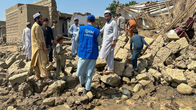 Daños provocados por un fuerte terremoto de 6.0 de magnitud, ocurrido en la noche del 31 de agosto de 2025 en el este de Afganistán. Foto: Cuenta de X de la UNMigration en Afganistán / EFE.