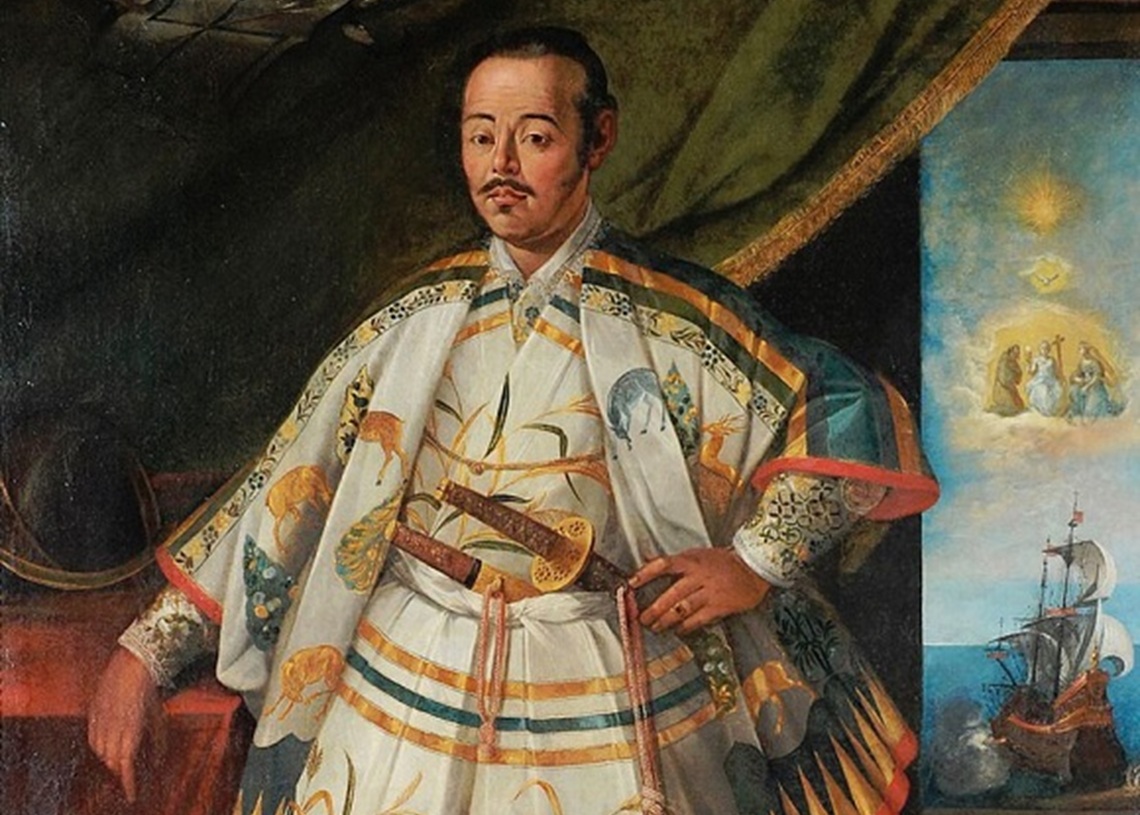 Fragmento de un retrato del samurái Hasekura Tsunenaga, hecho por el pintor francés Claude Deruet en 1615.