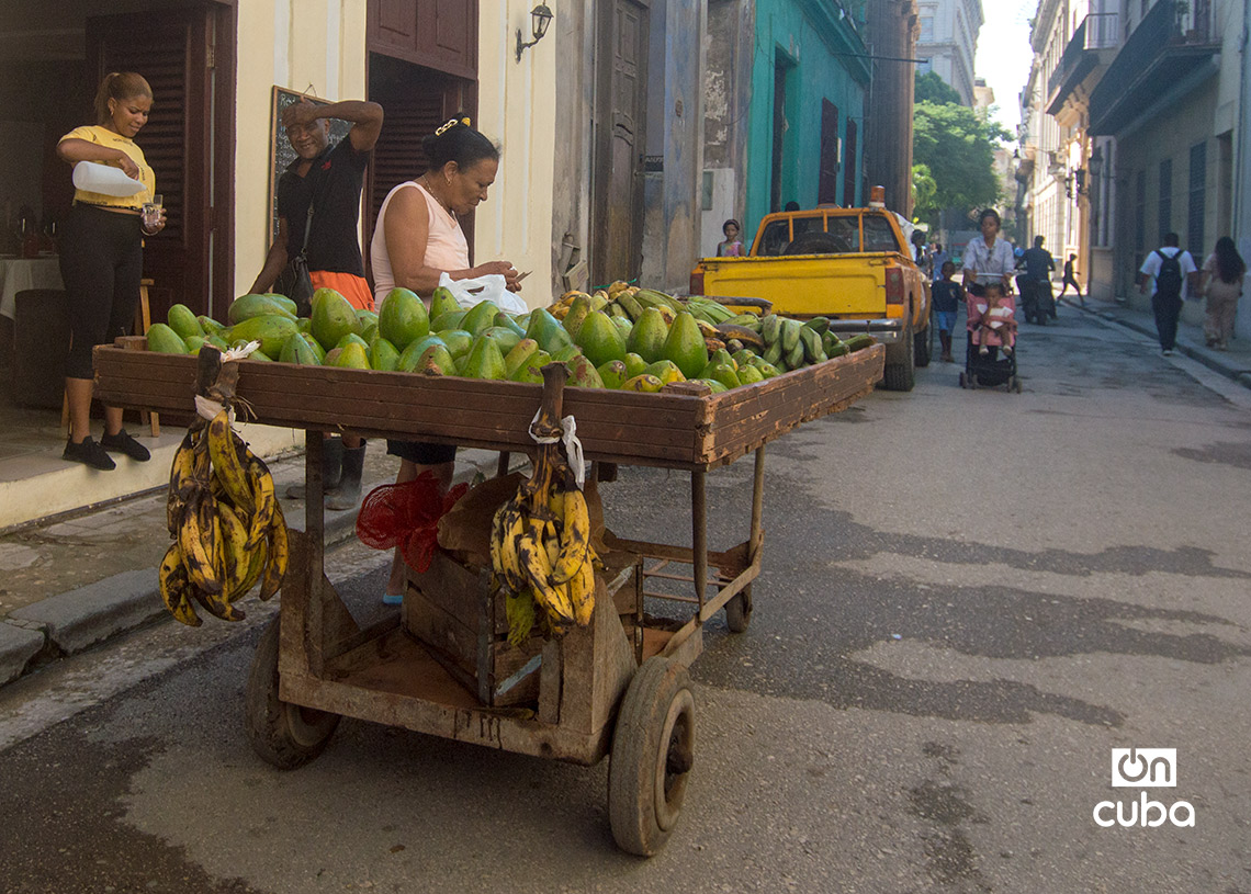 Vendedor de productos agrícolas (carretillero) en la calle Cuba, en La Habana. Foto: Otmaro Rodríguez.