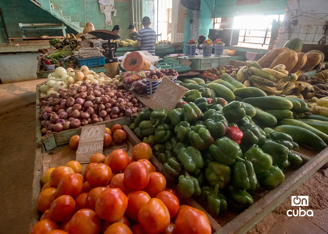 Productos y precios en una tarima de un mercado en La Habana. Foto: Otmaro Rodríguez.