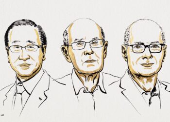 Susumu Kitagawa, Richard Robson y Omar M. Yaghi. Foto: www.nobelprize.org