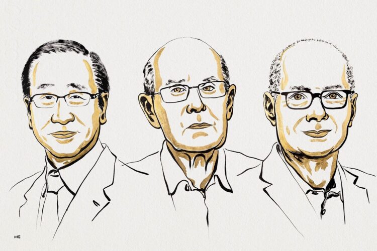 Susumu Kitagawa, Richard Robson y Omar M. Yaghi. Foto: www.nobelprize.org