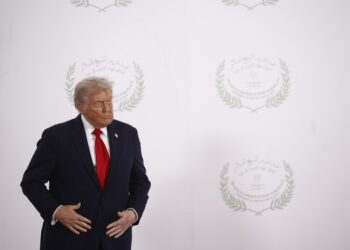 El presidente Donald Trump en la Cumbre de Paz de Gaza en Sharm El-Sheikh, Egipto, el 13 de octubre de 2025. Foto: EFE/EPA/YOAN VALAT.
