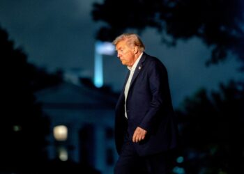 El presidente Donald Trump en el patio de la Casa Blanca. Foto: EFE/EPA/STEFANI REYNOLDS.
