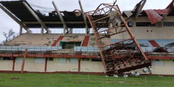 Daños de Melissa en instalaciones deportivas de Santiago de Cuba. Foto: Brita Garcia Alberteris