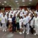 Enfermeros de Santiago de Cuba llegados a La Habana como apoyo ante la compleja situación sanitaria en la capital cubana. Foto: Tomada del perfil en Facebook de la Dirección Provincial de Salud La Habana.
