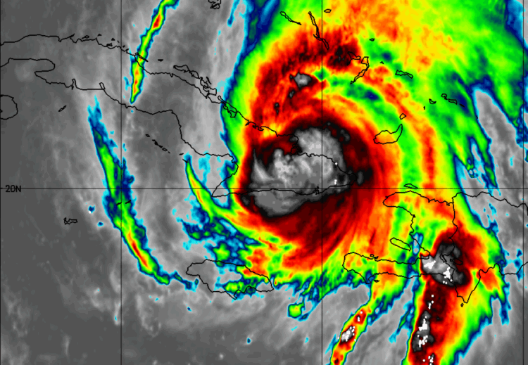 El ojo del huracán Melissa aún sobre territorio cubano. 29 de octubre, 8:00 am.