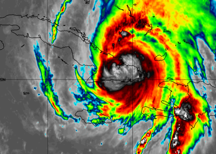 El ojo del huracán Melissa aún sobre territorio cubano. 29 de octubre, 8:00 am.