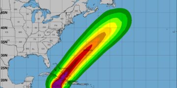 Gráfico de la fuerza de los vientos del huracán Melissa tras alcanzar la categoría 5. Gráfico: Centro Nacional de Huracanes de Estados Unidos.