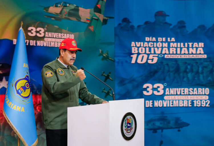 El presidente de Venezuela, Nicolás Maduro, en un acto por el 105 aniversario de la Aviación Militar Bolivariana, Foto: EFE/ Palacio de Miraflores