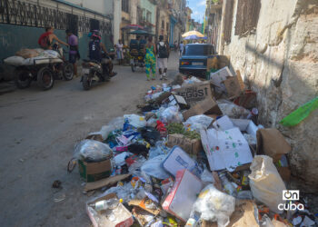 Basura acumulada en el entorno de la calle Salud, en Centro Habana. Foto: Otmaro Rodríguez.