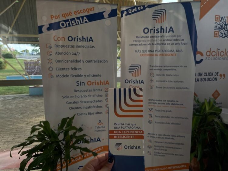 OrishIA, la plataforma de IA que pretende transoformar la atención al cliente en Cuba, fue lanzada en la Feria Internacional de La Habana. Foto: Facebook/DClick Soluciones.