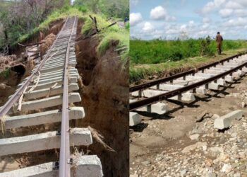 Vías férreas dañadas en el oriente cubano tras el paso del huracán Melissa. Foto: Facebook/Eduardo Rodríguez Dávila.
