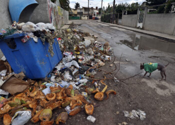 Acumulación de basura en una calle de La Habana, en medio de la epidemia de dengue, chikungunya y otras arbovirosis en Cuba. Foto: Ernesto Mastrascusa / EFE.