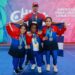Las parapesistas cubanas Daynelis Vázquez (i), Amalia González (c) y Daniuvis Díaz (d), junto a su entrenado Ramón Martínez, tras conquistar varias medallas en los Juegos Parapanamericanos Juveniles de Chile 2025. Foto: Calixto N. Llanes / Periódico JIT.