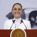 Claudia Sheinbaum habla durante una rueda de prensa este lunes en Palacio Nacional de la Ciudad de México. Foto: Sáshenka Gutiérrez/EFE.