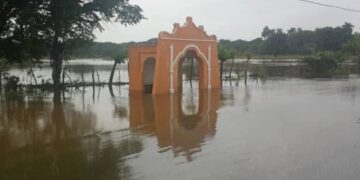 Zonas inundadas en Remedios, Villa Clara, por la influencia de un frente frío. Foto: Facebook/Soy Villa Clara.