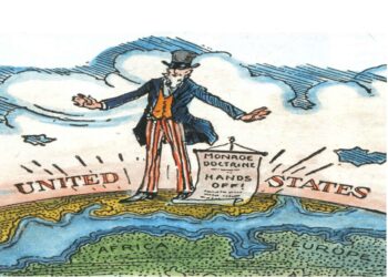 Ilustración de la época en que fue definida la Doctrina Monroe.