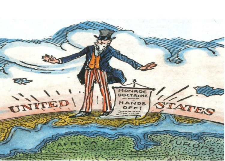 Ilustración de la época en que fue definida la Doctrina Monroe.