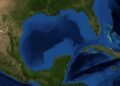 Vista de satélite del Golfo de México. Imagen: NASA / Wikipedia / Archivo.