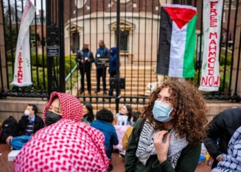 Protesta de estudiantes en la Universidad de Columbia en Nueva York, en una imagen de archivo. Foto: Angelina Katsanis/EFE/EPA.