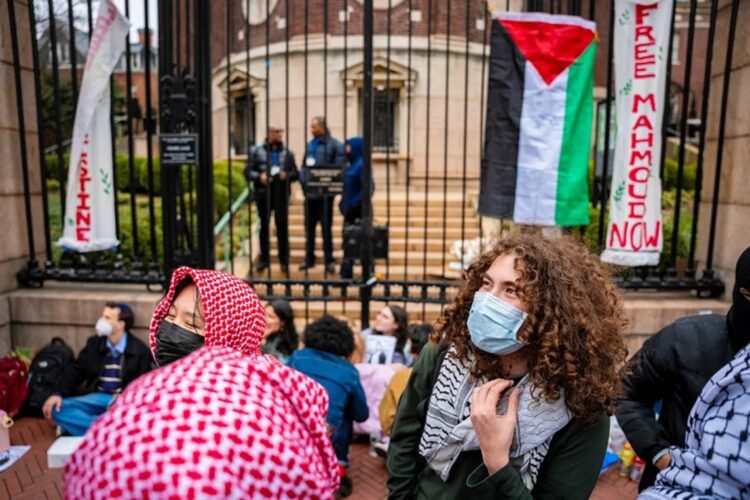 Protesta de estudiantes en la Universidad de Columbia en Nueva York, en una imagen de archivo. Foto: Angelina Katsanis/EFE/EPA.