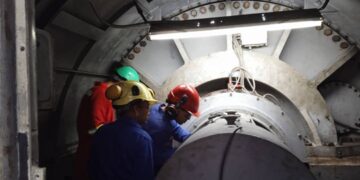 Pruebas en el bloque 4 de la termoeléctrica de Cienfuegos para su posterior sincronización. Tomada del perfil de Facebook de la Empresa Termoeléctrica Cienfuegos.