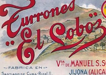 Una de las etiquetas históricas de una marca alicantina de turrón que tuvo sede en Cuba. Foto: Tomada de www.madeinjijona.com.