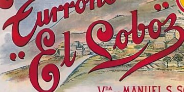 Una de las etiquetas históricas de una marca alicantina de turrón que tuvo sede en Cuba. Foto: Tomada de www.madeinjijona.com.