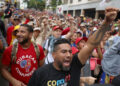 Simpatizantes del chavismo participan en una manifestación en Caracas, el 7 de enero de 2026. Foto: Miguel Gutiérrez / EFE.