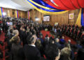 Fotografía cedida por el Palacio de Miraflores que muestra a la presidenta encargada, Delcy Rodríguez, y otras figuras políticas de Venezuela durante un acto del Gobierno en Caracas, el 30 de enero de 2026. Foto: Palacio de Miraflores / EFE.