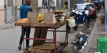Puesto ambulante de venta de productos agrícolas en La Habana, tras la llegada de un frente frío en la última semana de enero de 2026. Foto: Otmaro Rodríguez.