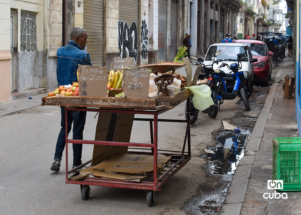 Mobile stall selling agricultural products in Havana, after the arrival of a cold front in the last week of January 2026. Photo: Otmaro Rodríguez.