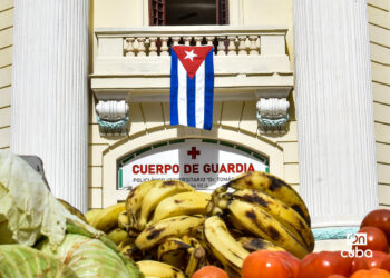 Puesto de venta de alimentos en La Habana, tras la llegada de un frente frío en la última semana de enero de 2026. Foto: Otmaro Rodríguez.