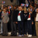 El presidente cubano Miguel Diaz-Canel (c), y otros dirigentes de la isla durante la Marcha de las Antorchas en conmemoración del natalicio de José Martí, en La Habana, el 27 de enero de 2026. Foto: Ernesto Mastrascusa / EFE.