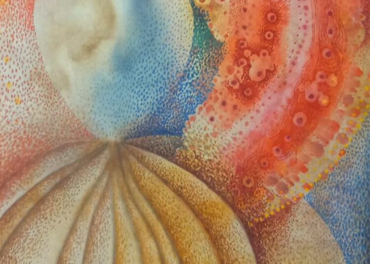 S/t., 2024. Acuarela sobre papel de arroz, 24 x 27 cm. (Detalle)