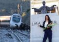 A la izquierda, el tren de Renfe en que viajaba Daniela Arteaga, en sus primeras horas en España. A la derecha,  foto de su graduación, tomada de su cuenta de Instagram.