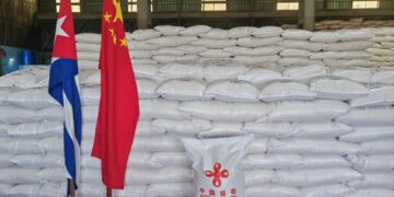 Donativo de arroz del Gobierno de China a Cuba. Foto: Tomada del perfil en X de la Embajada de China en Cuba.