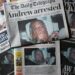 Las portadas de los diarios británicos con la cobertura del arresto de Andrew Mountbatten-Windsor en Liverpool, el pasado 20 de febrero. Foto: EFE/EPA/ADAM VAUGHAN.