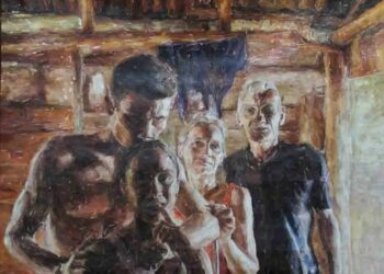 La familia. Collage sobre cartulina, 90 x 100 cm.