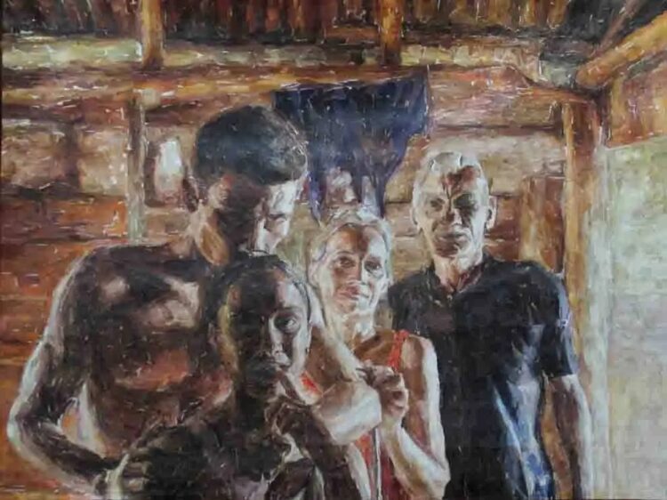 La familia. Collage sobre cartulina, 90 x 100 cm.